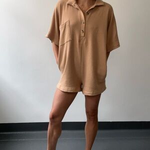 BUCKETLIST Camel Short Sleeve Playsuit